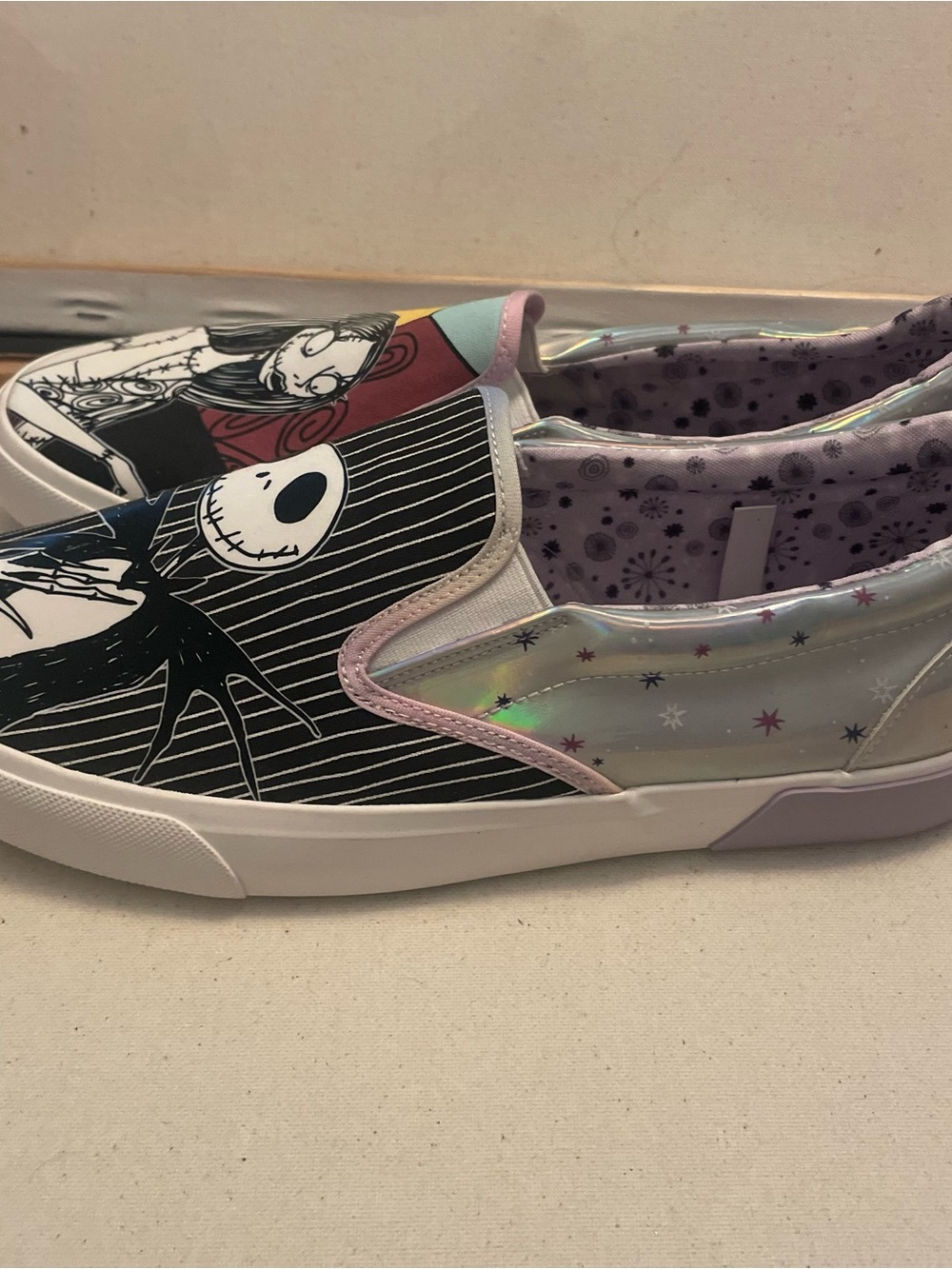 Nightmare Before Christmas Characters Slip-On Sneakers Jack and Sally size 10 - Picture 3 of 6